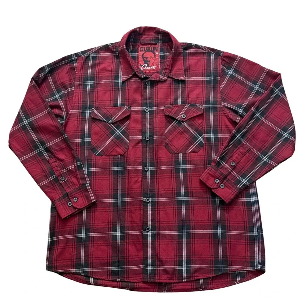 Dixxon Flannel Co Chianti Red Black Plaid Button Down Shirt Mens 3X Long mm16‎